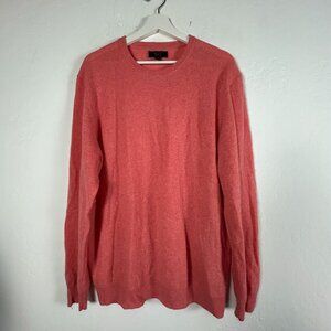 Club Room Luxury Cashmere Sweater Men Large Coral Crew Neck Long Sleeve Pullover